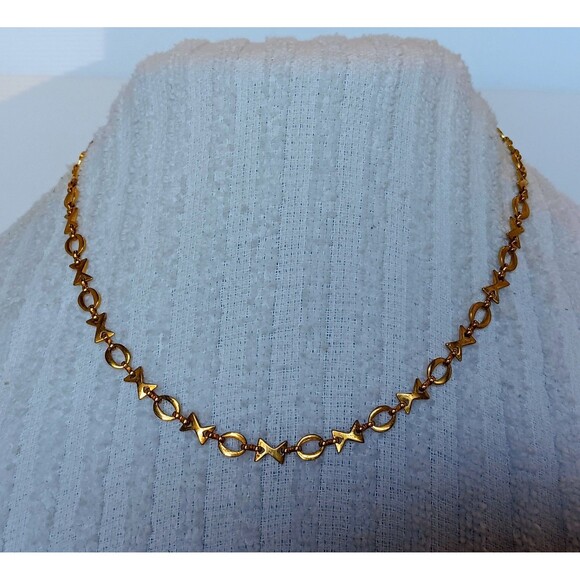 Unique Vintage Goldtone XO Chain Link Necklace 17 in - Picture 8 of 10